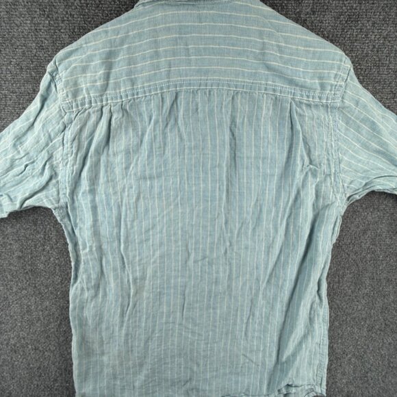 Tommy Bahama Relax All Linen Small Button Up Shirt Men Long Sleeve Blue Striped - Picture 16 of 16